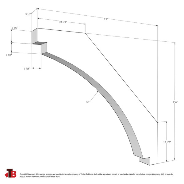Cedar Knee Brace 67TD16 — dimensions | Timber Build
