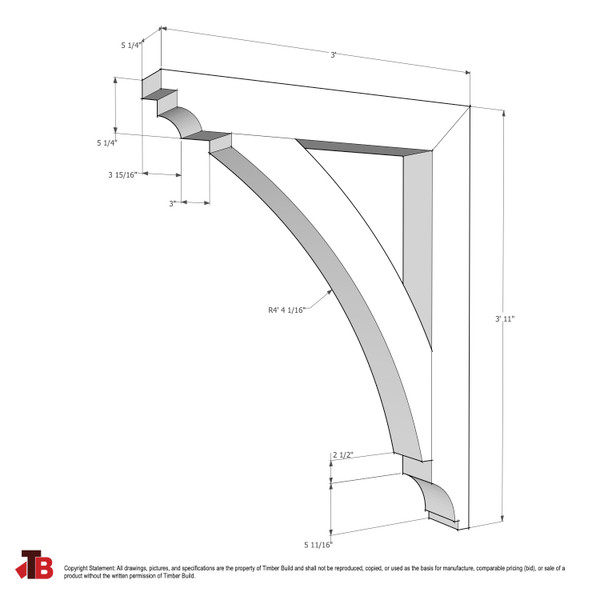 Cedar Bracket 16T7 — dimensional sketch with measurements | Timber Build