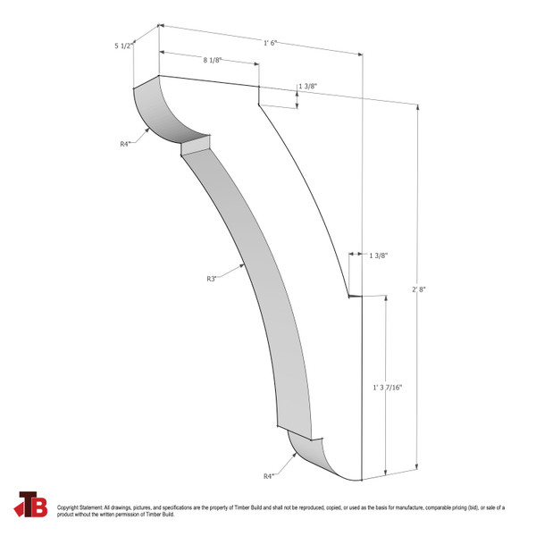 Cedar Knee Brace 65T7 — dimensions | Timber Build