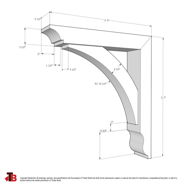 Cedar Bracket 10T4 — dimensional sketch with measurements | Timber Build