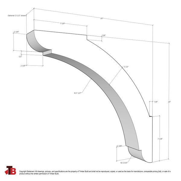 Cedar Knee Brace 65T11 — dimensions | Timber Build
