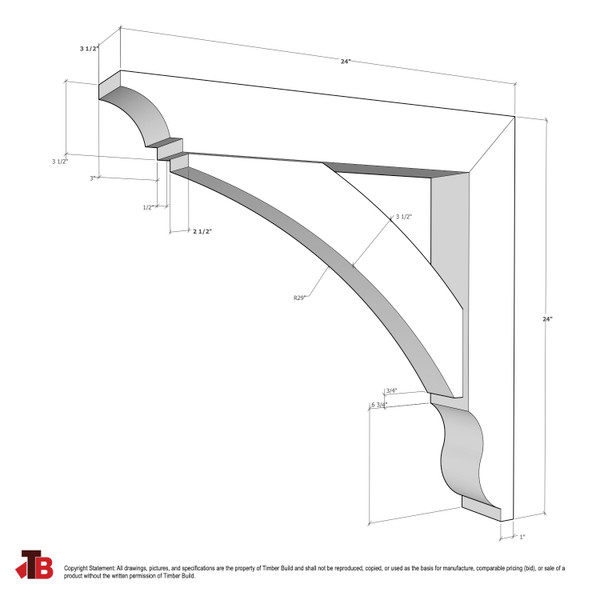 Cedar Bracket 10T30 — dimensional sketch with measurements | Timber Build