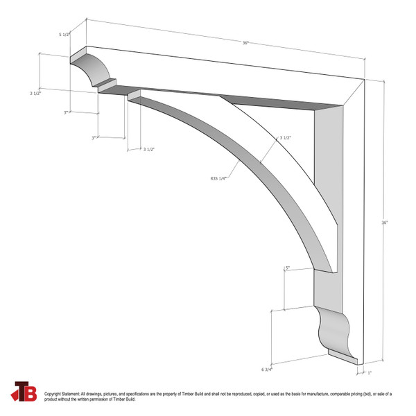 Cedar Bracket 10T28 — dimensional sketch with measurements | Timber Build