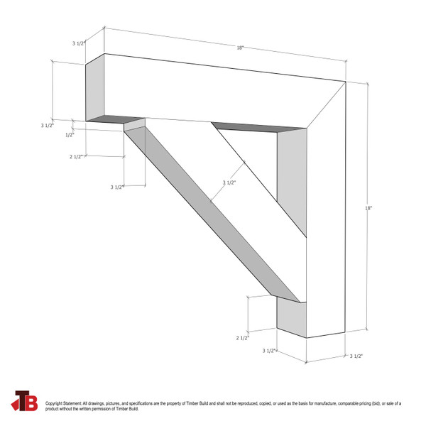 Cedar Bracket 18T1 — dimensional sketch with measurements | Timber Build