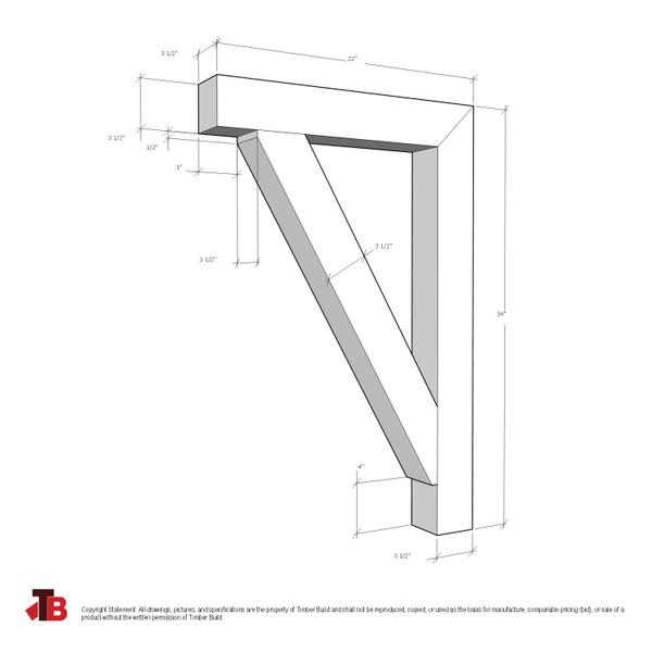 Cedar Bracket 18T8 — dimensional sketch with measurements | Timber Build