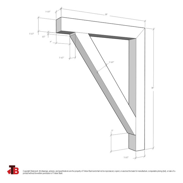 Cedar Bracket 18T10 — dimensional sketch with measurements | Timber Build