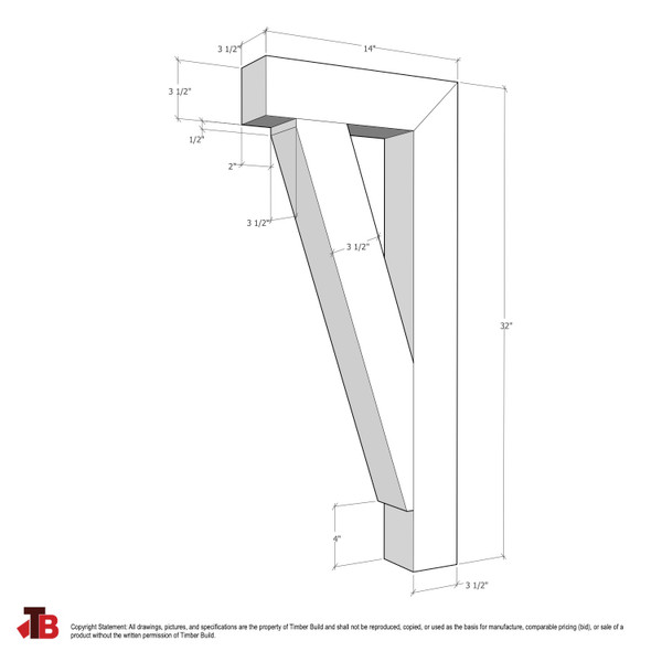Cedar Bracket 18T12 — dimensional sketch with measurements | Timber Build