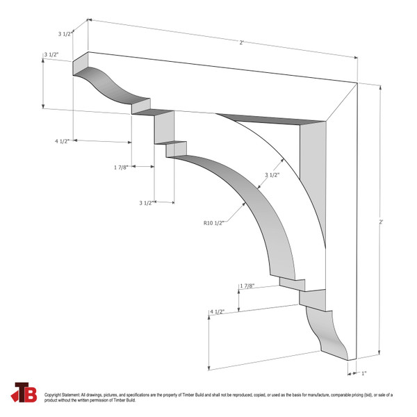 Cedar Bracket 14T1 — dimensional sketch with measurements | Timber Build