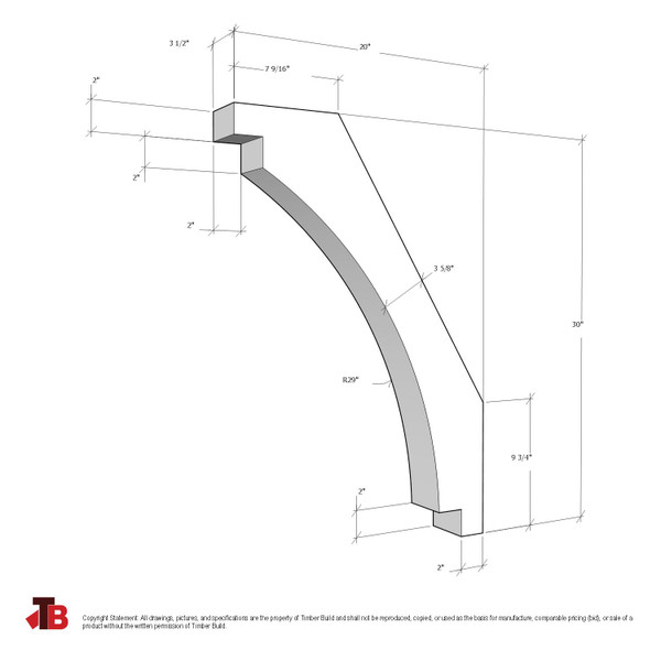 Cedar Knee Brace 67TD13 — dimensions | Timber Build