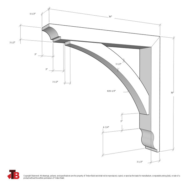 Cedar Bracket 10T21 — dimensional sketch with measurements | Timber Build