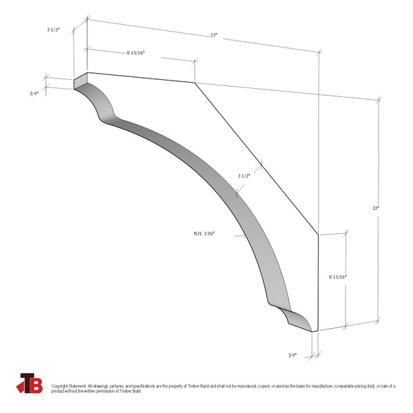 Cedar Knee Brace 64T6 — dimensions | Timber Build