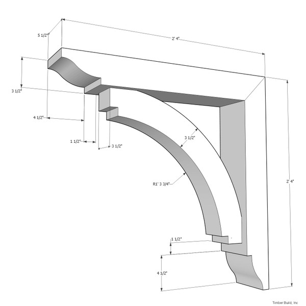Cedar Bracket 14T3 — side profile view | Timber Build