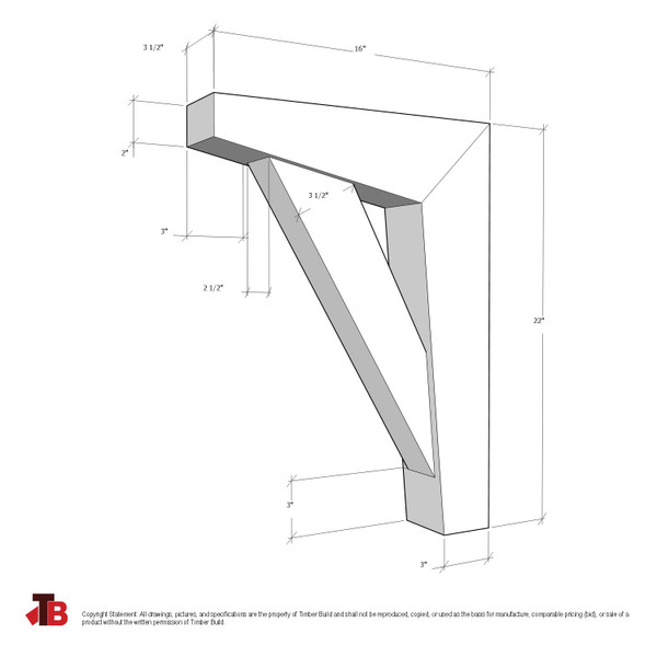 Cedar Bracket 115T1 — dimensional sketch with measurements | Timber Build