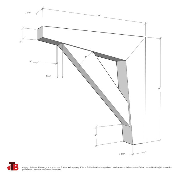Cedar Bracket 115T6 — dimensional sketch with measurements | Timber Build