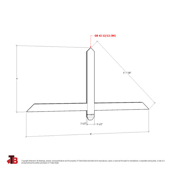 Cedar Gable Bracket 42T96 — dimensional sketch | Timber Build