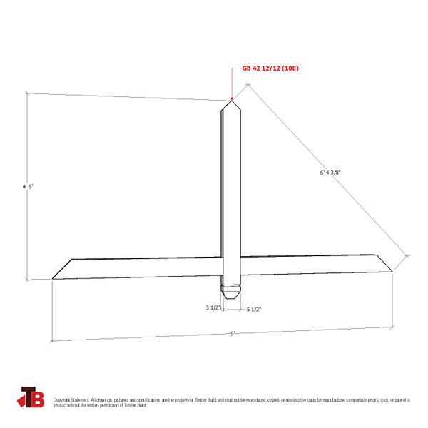 Cedar Gable Bracket 42T108 — dimensional sketch | Timber Build