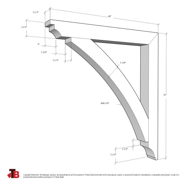 Cedar Bracket 16T4 — dimensional sketch with measurements | Timber Build