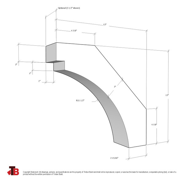 Cedar Knee Brace 60T3 — dimensions | Timber Build