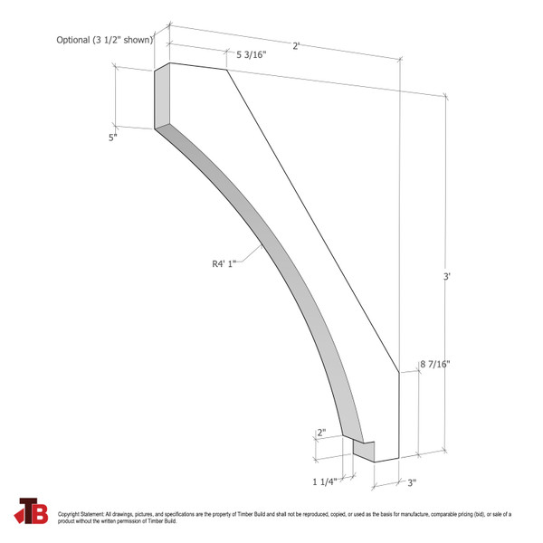 Cedar Knee Brace 60T4 — dimensions | Timber Build