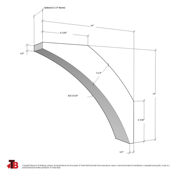 Cedar Knee Brace 61T4 — dimensions | Timber Build