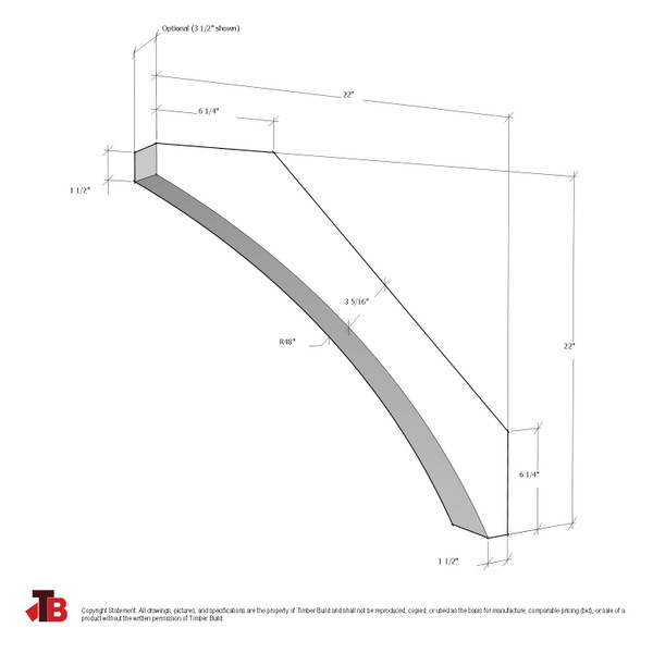 Cedar Knee Brace 62T3 — dimensions | Timber Build