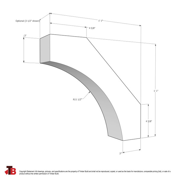 Cedar Knee Brace 62T6 — dimensions | Timber Build
