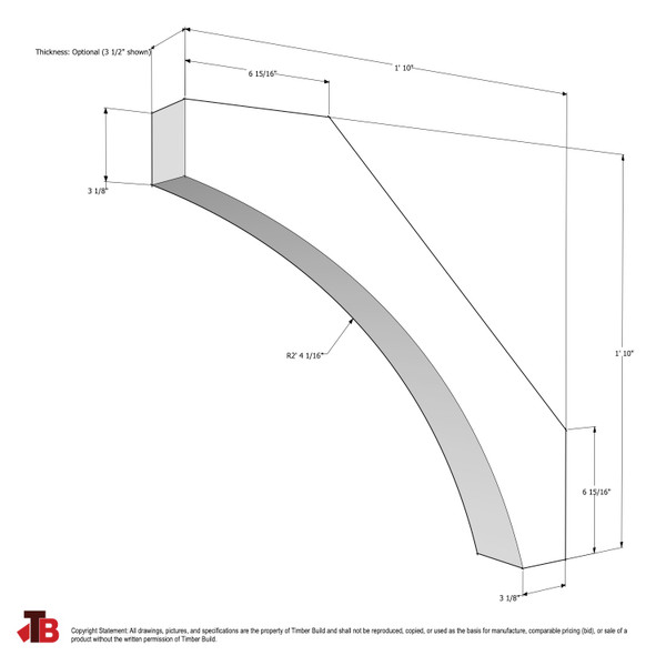 Cedar Knee Brace 62T7 — dimensions | Timber Build