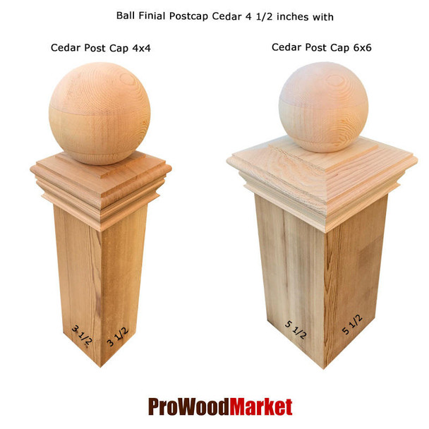 Cedar Wood Ball Finial 4 1/2 Crafted By Woodway Products