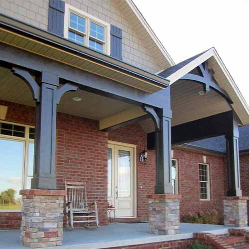 This design element gives the structure a sturdy, grounded appearance