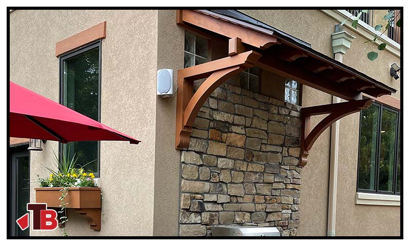 Rooftop pergola and shed roof grilling station