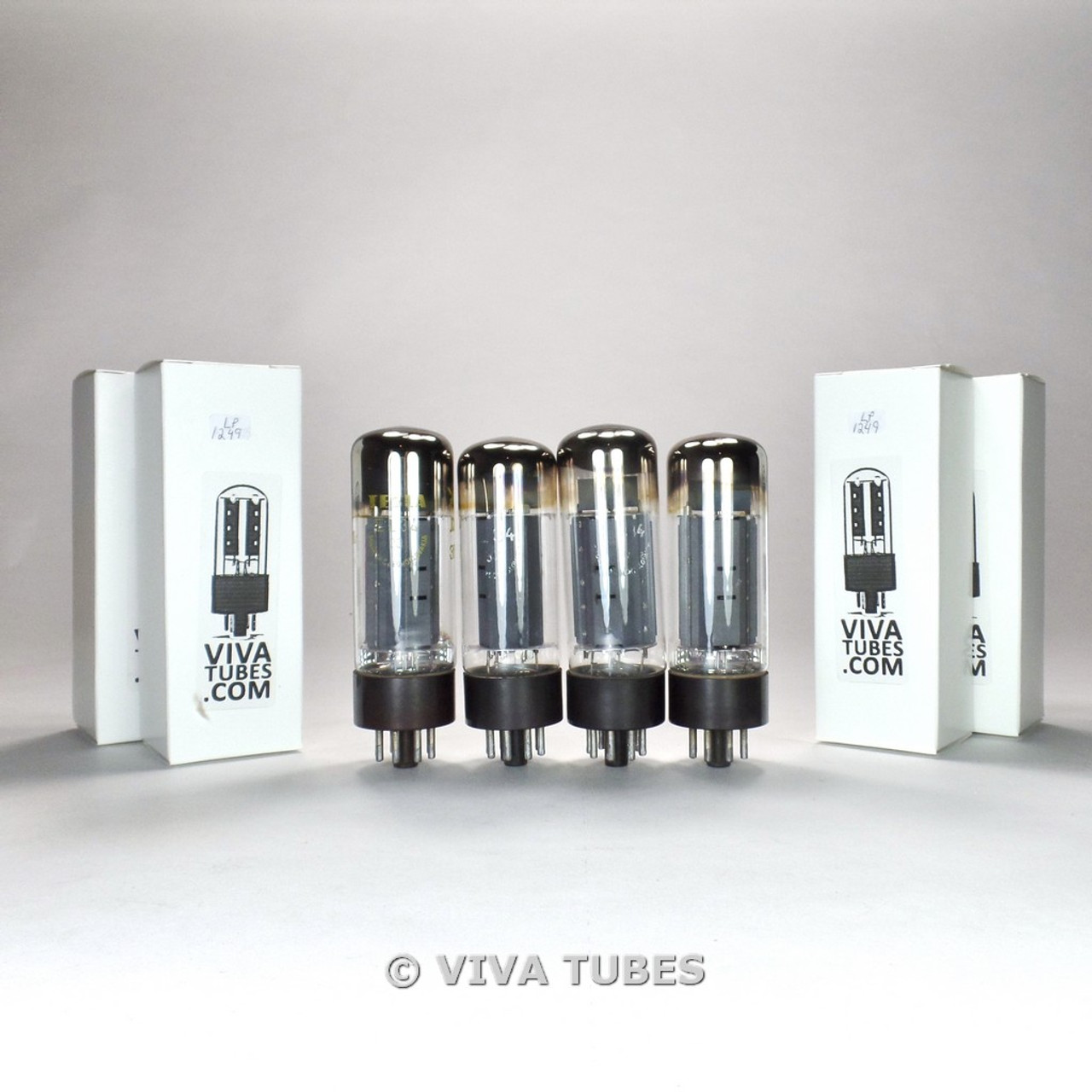 Tesla EL34 6CA7 /Tubes Matched Quartet Dual OO Getter  NOS 
