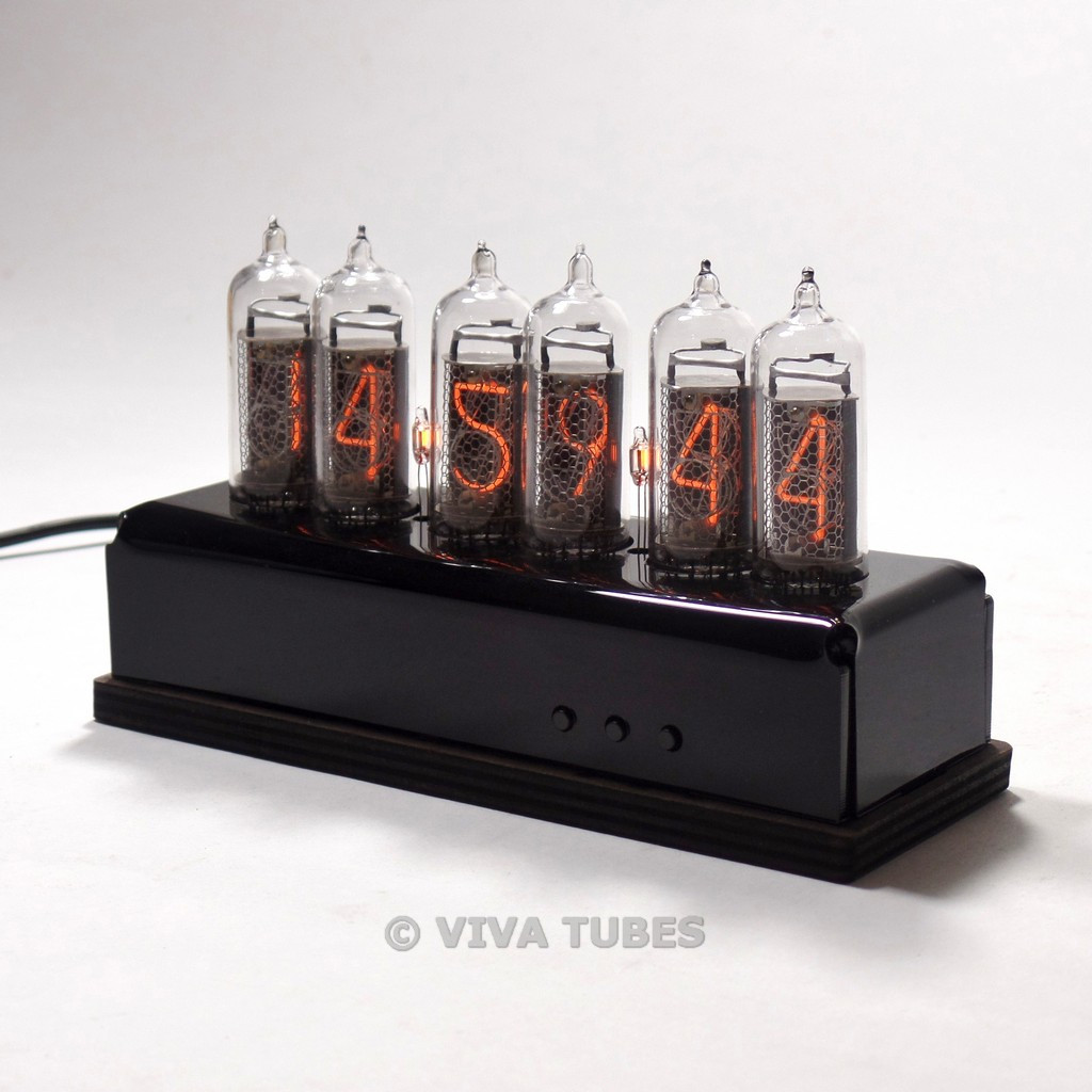 6 Digit Multi Color Blacklight Nixie Vacuum Tube Clock Black