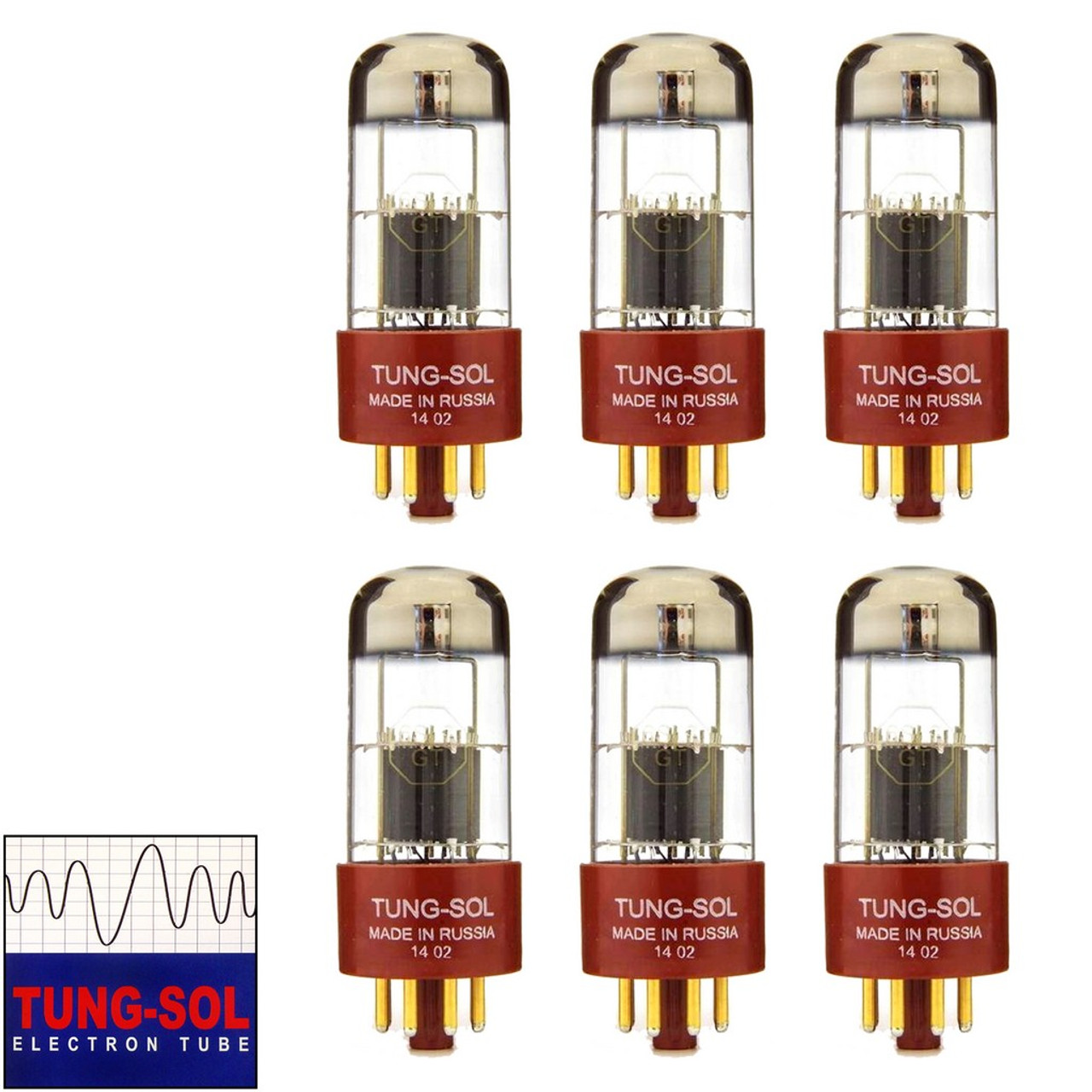 Brand New Gain Matched Pair 2 Tung-Sol Reissue 6SL7 Gold Pin Vacuum Tubes