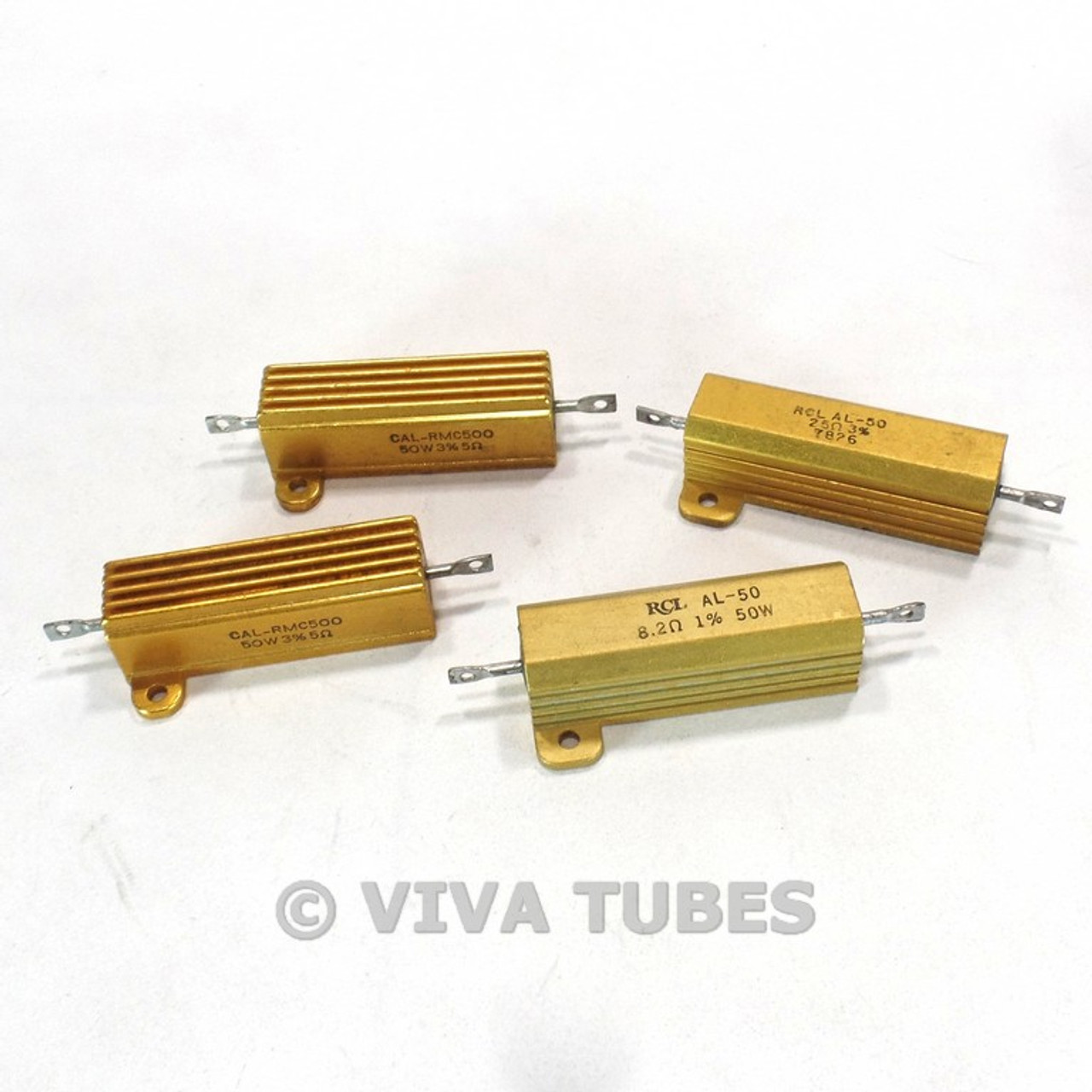 Lot Of 4 Various Brands Wire Wound Power Resistors With Heat Sinks 50 Watt