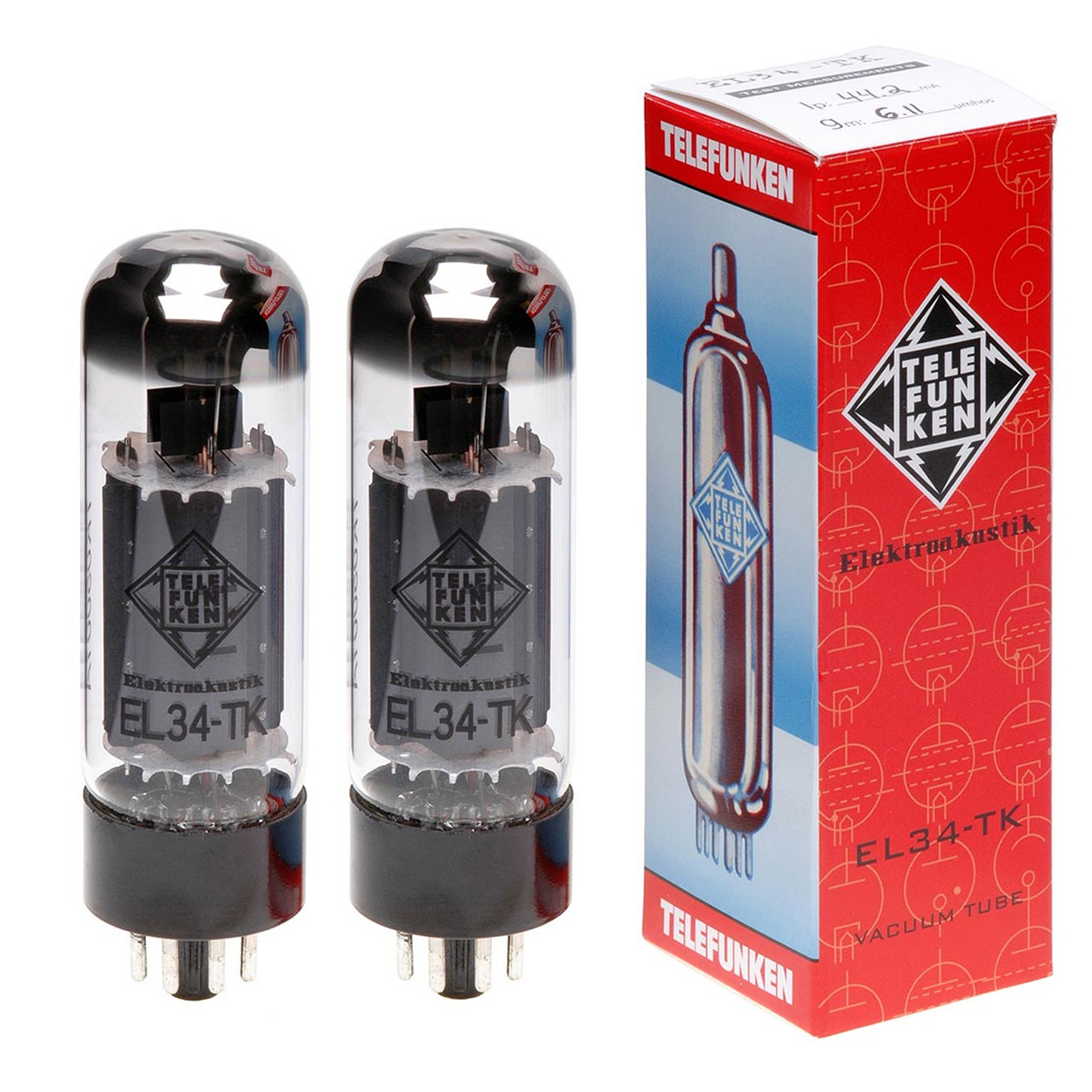 New Matched Pair (2) Telefunken EL34-TK Reissue Vacuum Tubes