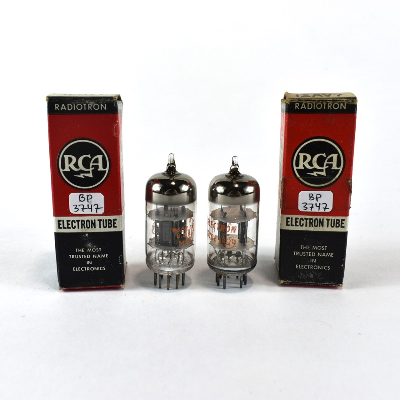 True NOS NIB Matched Pair RCA USA 12AV7 Black Plate Top O Get Vacuum Tubes  100+%