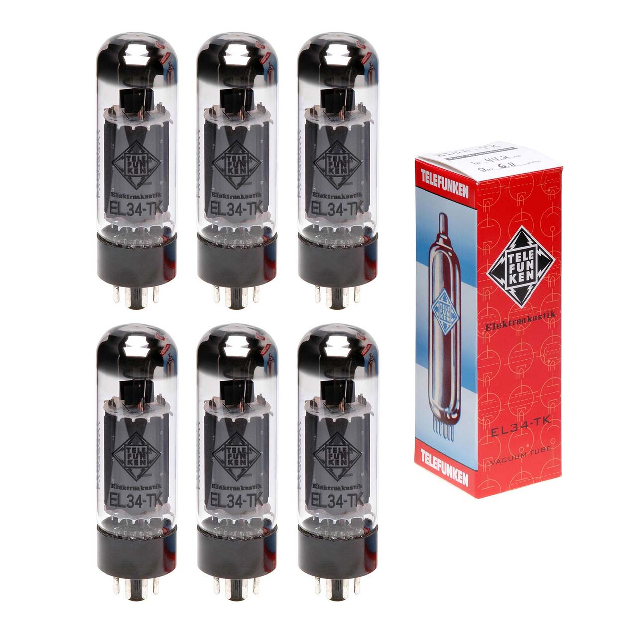 New Matched Sextet (6) Telefunken EL34-TK Reissue Vacuum Tubes