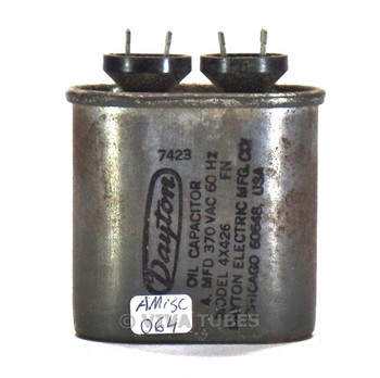 Vintage Dayton 4X426 4 MFD  370 VAC 60Hz Paper in Oil Capacitor