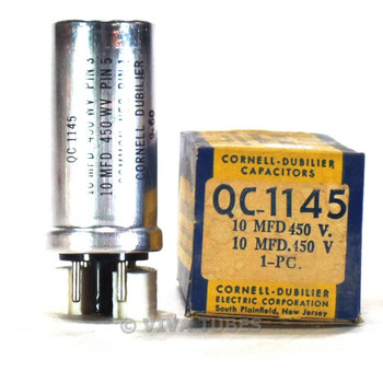 NOS NIB Cornell-Dubilier QC114510-10 MFD 450-450 VDC Electrolytic Can Capacitor