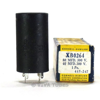 NOS NIB Cornell-Dubilier XB0264  80-40 MFD 300 VDC Electrolytic Can Capacitor