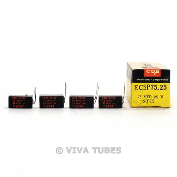 Set of 4 NOS NIB Cornell-Dubilier ECSP75 Vintage Radial Capacitors 75 MFD 25 VDC