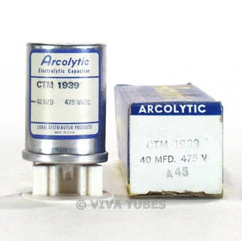 NOS NIB Arcolytic CTM 1939 40 MFD 475 VDC Electrolytic Can Capacitor