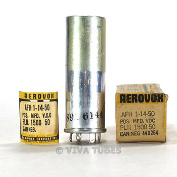 NOS NIB Aerovox AFH 1-14- 1500 uF MFD 50 VDC Electrolytic Can Capacitor