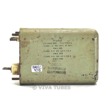 Vintage Chicago TF 1AO1GA Filament Transformer 6V 3A 355PWV, 6.3V 0.6A 1785PWV