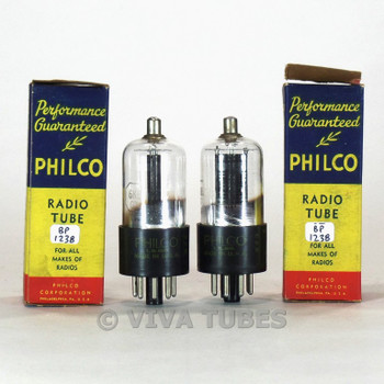 True NOS NIB Date Matched Pair Philco USA 6K5GT Black Plate D Get Vacuum Tubes