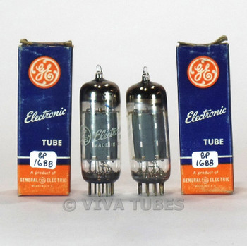 True NOS NIB Matched Pair GE USA 6S4 Grey Plate Top Horsehoe Get Vacuum Tubes