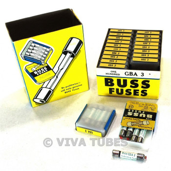 NOS NIB Vintage Bussman Fuses 100 Count Box, Type GBA3 Indicating Fuse
