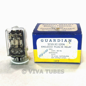 NOS NIB Vintage Guardian 1210-3C-120A Relay, Coil 120V 60Hz, Contacts 120V 5A