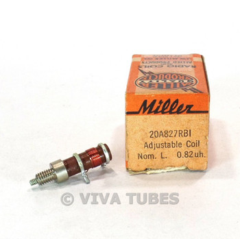 NOS NIB Vintage Miller 20A827RBI Adjustable Coil Nom. L. 0.82uh, 0.112ohm
