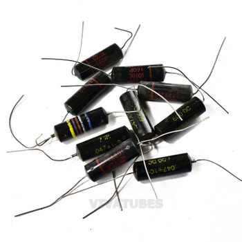 Lot of 10 Vintage Sprague Black Beauty Axial Oil Capacitor .047uF @ 600V